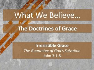 What We Believe The Doctrines of Grace Irresistible