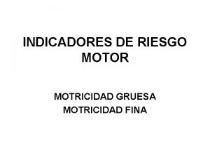 INDICADORES DE RIESGO MOTOR MOTRICIDAD GRUESA MOTRICIDAD FINA