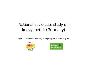 Nationalscale case study on heavy metals Germany I