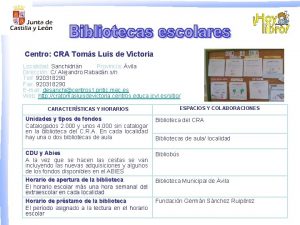 Centro CRA Toms Luis de Victoria Localidad Sanchidrin