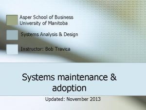 Asper School of Business University of Manitoba Systems