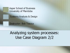 Asper School of Business University of Manitoba Systems