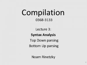 Compilation 0368 3133 Lecture 3 Syntax Analysis Top