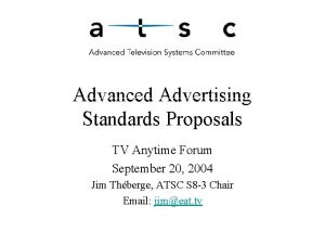 Advanced Advertising Standards Proposals TV Anytime Forum September