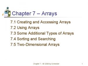 Chapter 7 Arrays 7 1 Creating and Accessing