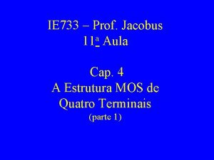 IE 733 Prof Jacobus 11 a Aula Cap