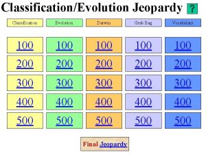 ClassificationEvolution Jeopardy Classification Evolution Darwin Grab Bag Vocabulary