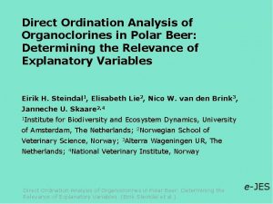 Direct Ordination Analysis of Organoclorines in Polar Beer