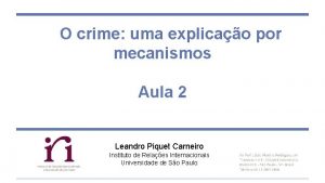 O crime uma explicao por mecanismos Aula 2