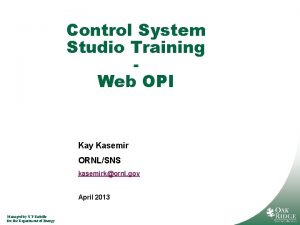 Control System Studio Training Web OPI Kay Kasemir