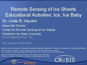 Remote Sensing of Ice Sheets Educational Activities Ice