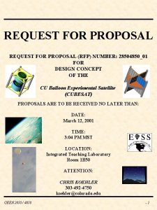 REQUEST FOR PROPOSAL RFP NUMBER 2850485001 FOR DESIGN