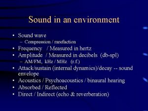 Sound in an environment Sound wave Compression rarefaction