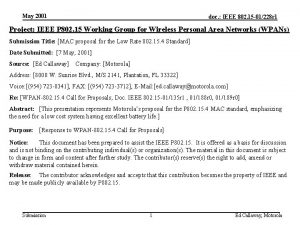 May 2001 doc IEEE 802 15 01228 r