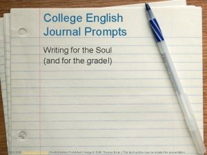 College English Journal Prompts Writing for the Soul