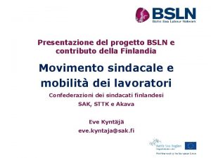 Presentazione del progetto BSLN e contributo della Finlandia