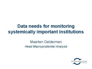 Data needs for monitoring systemically important institutions Maarten
