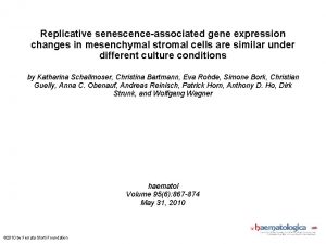 Replicative senescenceassociated gene expression changes in mesenchymal stromal