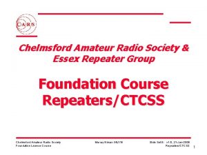 Chelmsford Amateur Radio Society Essex Repeater Group Foundation