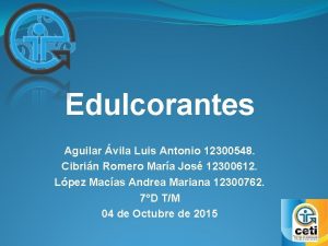 Edulcorantes Aguilar vila Luis Antonio 12300548 Cibrin Romero