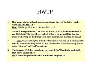 HWTP 1 How many distinguishable arrangements are there
