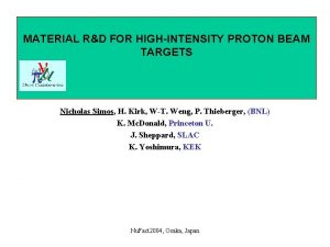 MATERIAL RD FOR HIGHINTENSITY PROTON BEAM TARGETS Nicholas