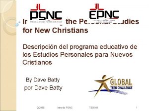 Introducing the Personal Studies for New Christians Descripcin