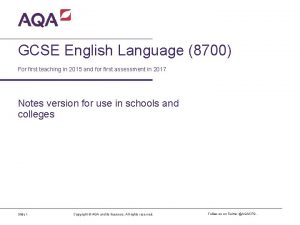 GCSE English Language 8700 For first teaching in