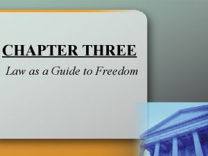 CHAPTER THREE Law as a Guide to Freedom