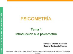 TEMA 1 INTRODUCCIN A LA PSICOMETRA Tema 1