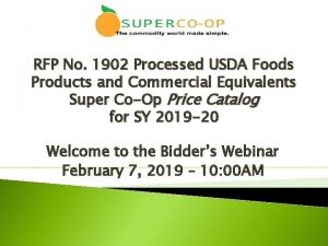 RFP No 1902 Processed USDA Foods Products and