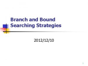 Branch and Bound Searching Strategies 20121210 1 Feasible