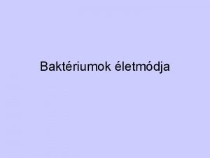 Baktriumok letmdja Baktriumok letmdja I Heterotrf A Szaprofita