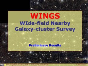 WINGS WIdefield Nearby Galaxycluster Survey Preliminary Results From