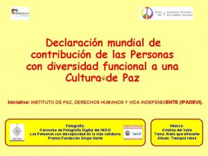 Declaracin mundial de contribucin de las Personas con