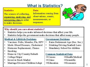 What is Statistics Statistics The science of collecting