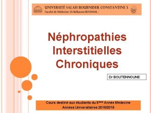 Nphropathies Interstitielles Chroniques Dr BOUTENNOUNE Cours destin aux