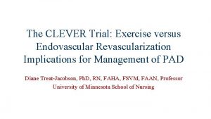 The CLEVER Trial Exercise versus Endovascular Revascularization Implications