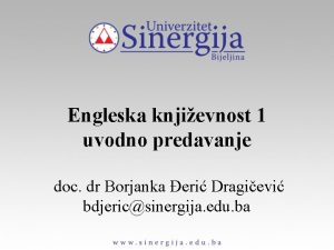 Engleska knjievnost 1 uvodno predavanje doc dr Borjanka