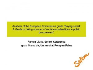 Analysis of the European Commission guide Buying social