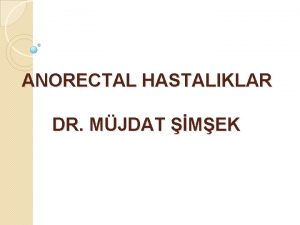 ANORECTAL HASTALIKLAR DR MJDAT MEK REKTUM 3 Sakral