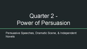 Quarter 2 Power of Persuasion Persuasive Speeches Dramatic