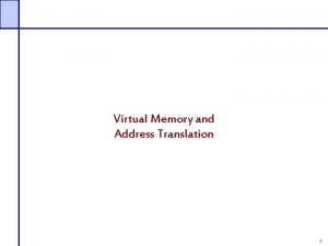 Virtual Memory and Address Translation 1 Review Program