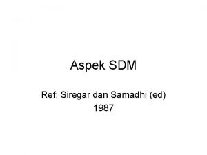 Aspek SDM Ref Siregar dan Samadhi ed 1987
