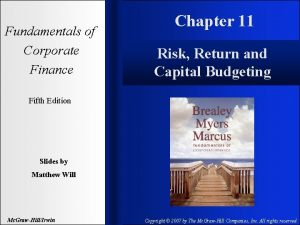 Fundamentals of Corporate Finance Chapter 11 Risk Return