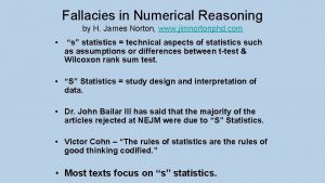 Fallacies in Numerical Reasoning by H James Norton