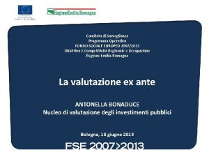 Comitato di Sorveglianza Programma Operativo FONDO SOCIALE EUROPEO