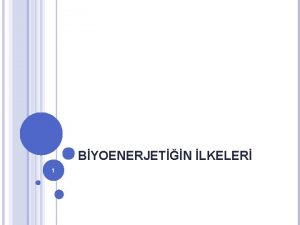 BYOENERJETN LKELER 1 Metabolizma oklu enzim sistemlerinin metabolik