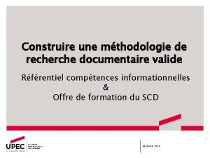 Construire une mthodologie de recherche documentaire valide Rfrentiel