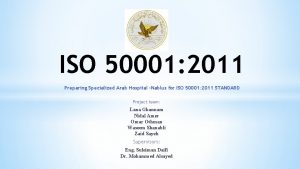 ISO 50001 2011 Preparing Specialized Arab Hospital Nablus